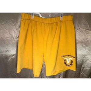Women Yellowstone Graphic Print Size 3X Sweat Shorts Mustard Yellow